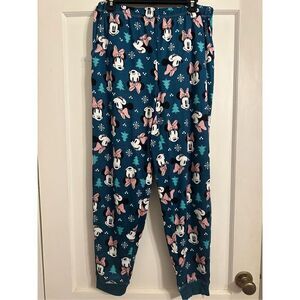 Disney Minnie Mouse Size Medium Fleece Lounge Pajama Pants Christmas Bottoms